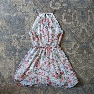 GUESS S/P  Womens Floral Sleeveless Summer Dres V-Neck Dress Multicolor Sheer